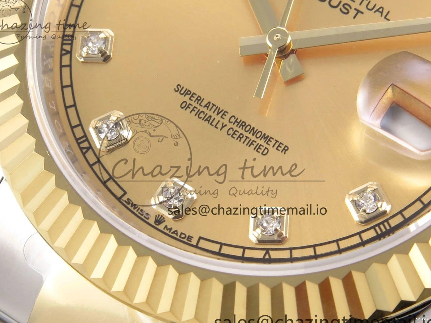 MiroTime 1229 DateJust 41 126333 EWEF Best Edition YG Diamonds Dial on SS YG Oyster Bracelet A Minimalist 973